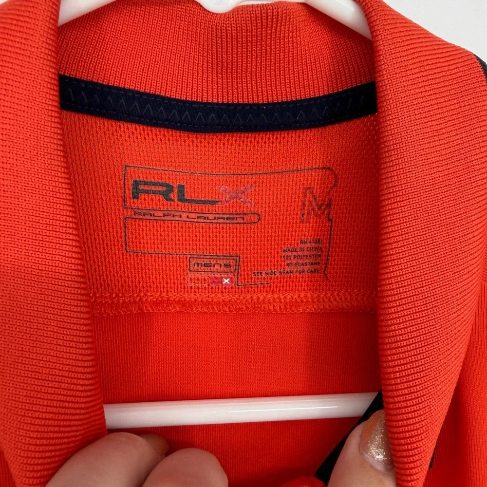 RLX Ralph Lauren Mens Polo Orange‎ Navy Performance Golf Shirt Size M